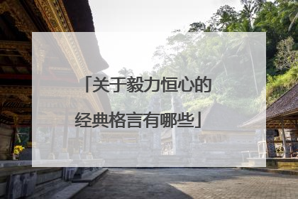 关于毅力恒心的经典格言有哪些