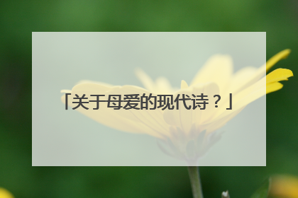 关于母爱的现代诗?
