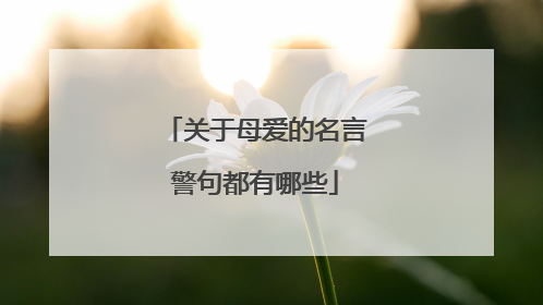 关于母爱的名言警句都有哪些