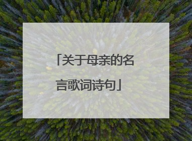 关于母亲的名言歌词诗句