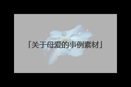关于母爱的事例素材