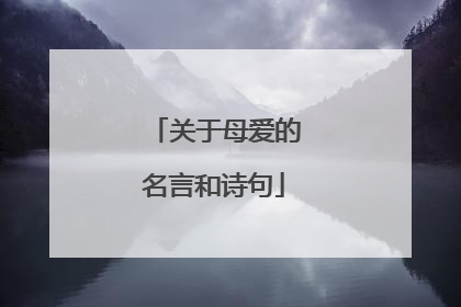 关于母爱的名言和诗句