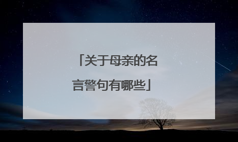 关于母亲的名言警句有哪些