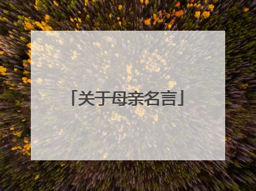 关于母亲名言