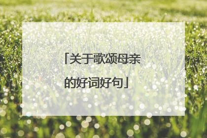 关于歌颂母亲的好词好句
