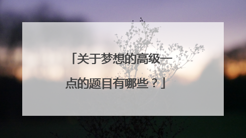 关于梦想的高级一点的题目有哪些?