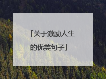 关于激励人生的优美句子