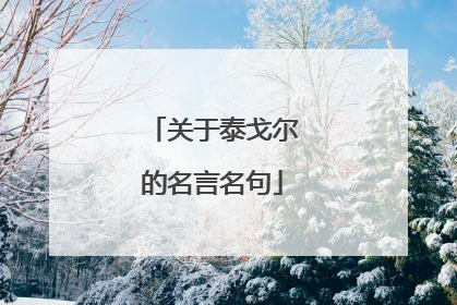 关于泰戈尔的名言名句