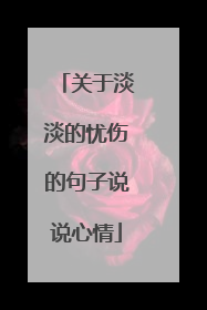 关于淡淡的忧伤的句子说说心情