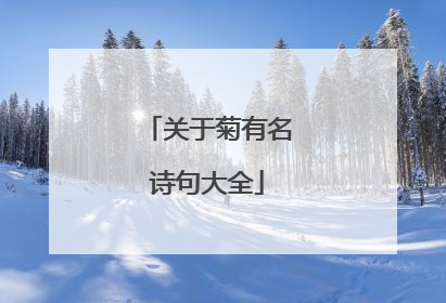 关于菊有名诗句大全