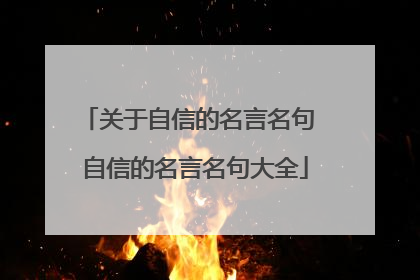关于自信的名言名句 自信的名言名句大全