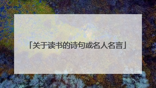 关于读书的诗句或名人名言