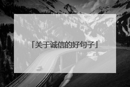 关于诚信的好句子