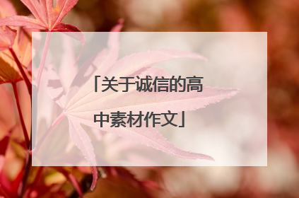 关于诚信的高中素材作文
