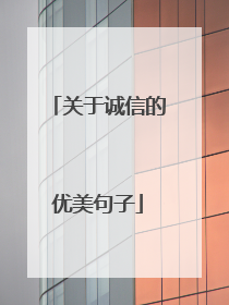 关于诚信的优美句子