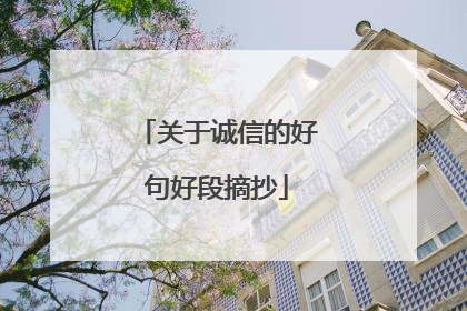 关于诚信的好句好段摘抄