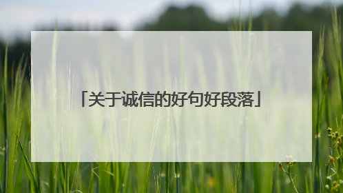 关于诚信的好句好段落