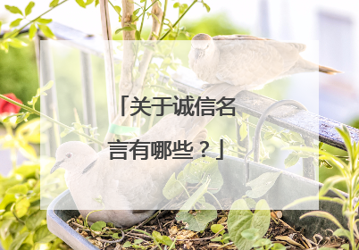 关于诚信名言有哪些?