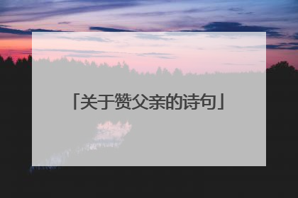 关于赞父亲的诗句