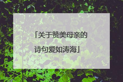 关于赞美母亲的诗句爱如涛海