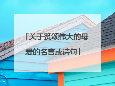 关于赞颂伟大的母爱的名言或诗句