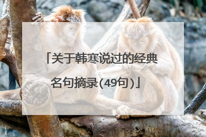 关于韩寒说过的经典名句摘录(49句)