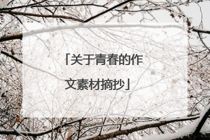 关于青春的作文素材摘抄