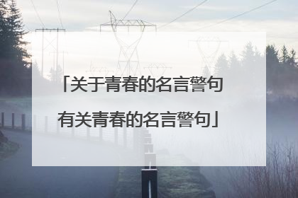 关于青春的名言警句 有关青春的名言警句