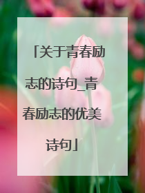 关于青春励志的诗句_青春励志的优美诗句