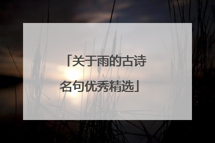 关于雨的古诗名句优秀精选