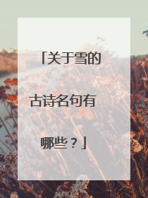 关于雪的古诗名句有哪些?