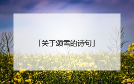 关于颂雪的诗句