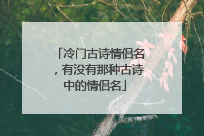 冷门古诗情侣名,有没有那种古诗中的情侣名