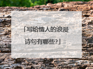 写给情人的浪漫诗句有哪些?