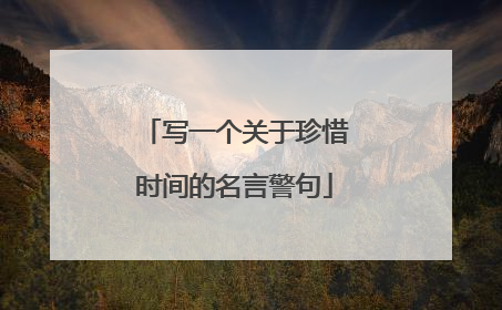 写一个关于珍惜时间的名言警句