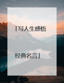 写人生感悟经典名言