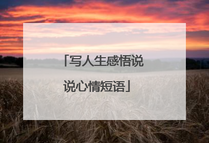 写人生感悟说说心情短语