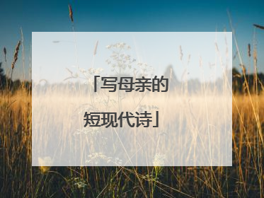 写母亲的短现代诗