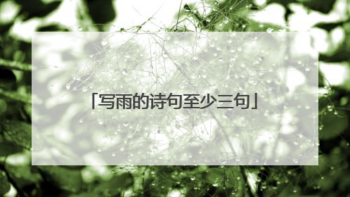 写雨的诗句至少三句