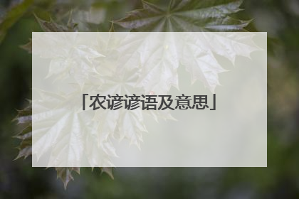农谚谚语及意思