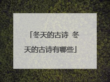 冬天的古诗 冬天的古诗有哪些