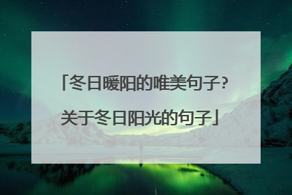 冬日暖阳的唯美句子? 关于冬日阳光的句子
