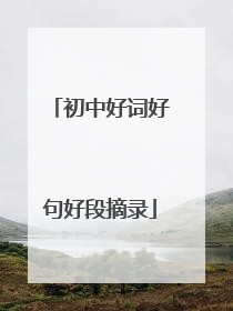 初中好词好句好段摘录