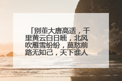 别董大唐高适,千里黄云白日曛,北风吹雁雪纷纷,莫愁前路无知己,天下谁人不识君?的意思
