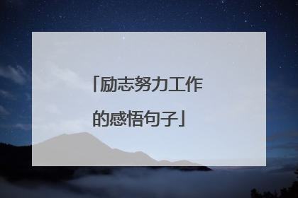 励志努力工作的感悟句子
