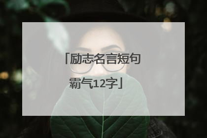 励志名言短句霸气12字