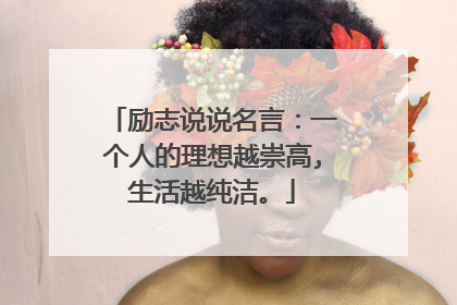 励志说说名言:一个人的理想越崇高,生活越纯洁。