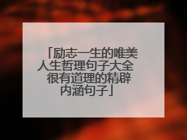 励志一生的唯美人生哲理句子大全 很有道理的精辟内涵句子