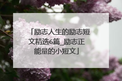 励志人生的励志短文精选6篇_励志正能量的小短文