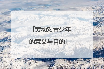 劳动对青少年的意义与目的